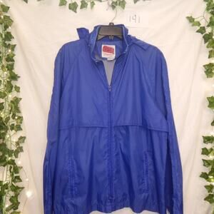 Stow It Away Full Zip Blue Windbreaker Jacket Size L
